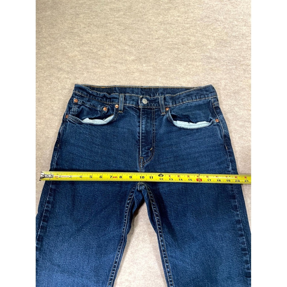 Levi's 502 Taper Fit Jeans Mens 34x32 Blue Whiskering Denim Medium Wash Mid Rise - Picture 11 of 16